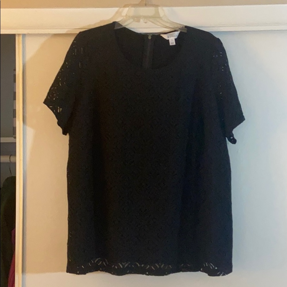 Market & Spruce Hans Crochet Front Top, black, 3x